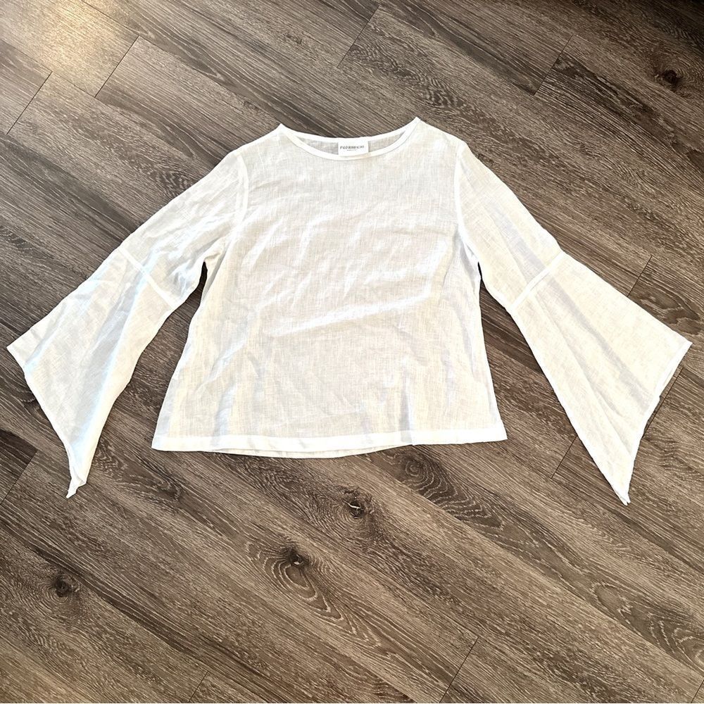 Palo Borracho Flare Sleeve Linen Top New